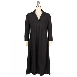 NEW PORTO women's long sleeve collared flavia dress in smoke reggio